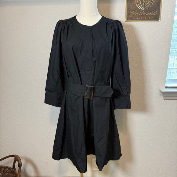 Women's Banana Republic Black Belted Waist Cotton Fit and Flare Dress Size S NEW - Picture 8 of 12